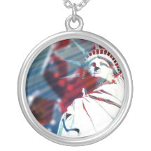 Patriotic USA Statue of Liberty Flag Necklace