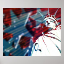 Patriotic USA Statue of Liberty Flag Poster Print