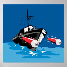 patrol torpedo boat firing missile poster