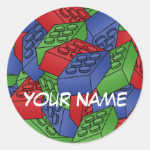 Pattern - Bright Building Blocks Round Sticker
