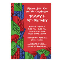 Pattern - Kids Building Blocks Birthday Party Personalized Invitation