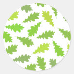 Pattern of Green Leaves. Round Sticker