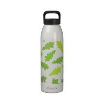 Pattern of Green Leaves. Water Bottles