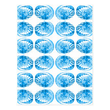 Pattern of Shells in Bright Blue. Post Cards