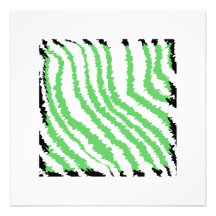 Pattern of Wavy Green Stripes. Black Ends. Personalized Invite