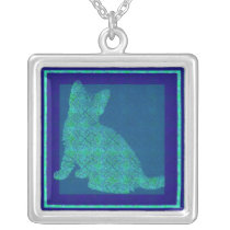 Pattern Stamp Cat Necklace necklaces