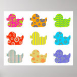 Patterned Ducks Poster
