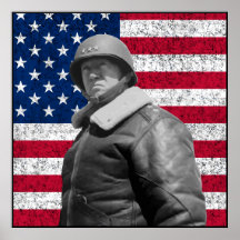 Patton and The American Flag -- Border Print