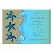 Paua Shell Starfish Save the Date Card Personalised Announcements