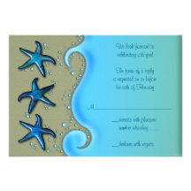 Paua Shell Starfish Wedding Reply RSVP Card Custom Invite