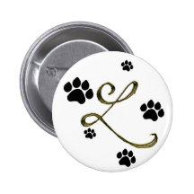Paw Print Monogram Button