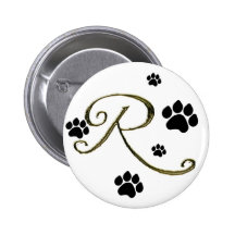 Paw Print Monogram Button