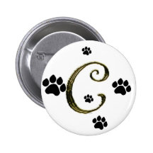 Paw Print Monogram Button