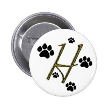 Paw Print Monogram Button