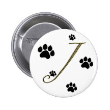 Paw Print Monogram Button