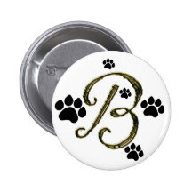 Paw Print Monogram Button