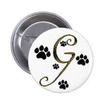 Paw Print Monogram Button