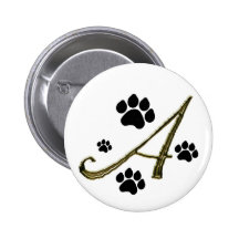 Paw Print Monogram Button