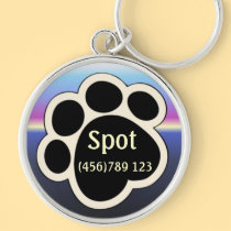 Pawprint Blue Dog ID Tag keychains