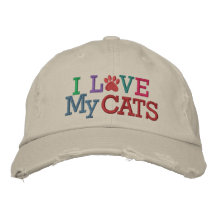Pawprint Cap - Love My CATS! by SRF Embroidered Baseball Caps