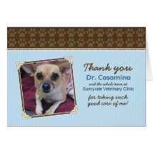 Paws Thank You Card for the Vet (baby blue/brown)