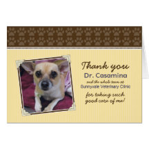 Paws Thank You Card for the Vet (yellow/brown)