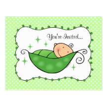 Pea In My Pod Baby Shower Postcard