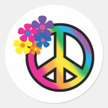 Peace and Flowers Round Stickers