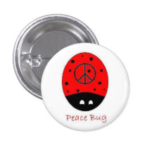 peace bug mini button white