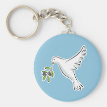Peace dove with olive branch keychain