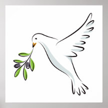 Peace dove with olive branch posters