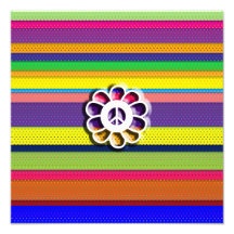 Peace Flower Power Colorful Stripes Art Photo