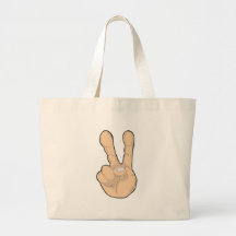 peace hand gesture tote bag