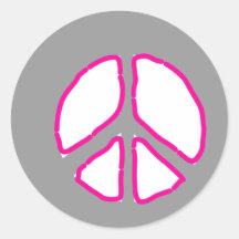 Peace in Grey Round Sticker