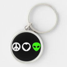Peace Love Alien Key Chain