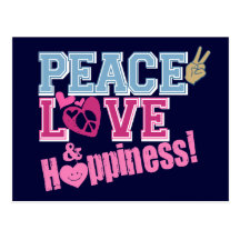 Peace Love and Happiness Post Cards