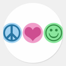Peace Love and Happiness Round Sticker