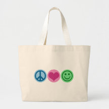 Peace Love and Happiness Tote Bag