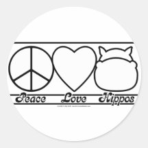 Peace Love and Hippos Stickers