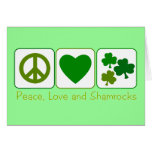 Peace, Love and Shamrocks Greeting Cards