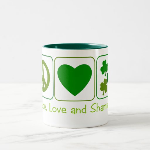 Peace, Love and Shamrocks Mugs