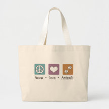 Peace Love Animals (Two Paws) Canvas Bags