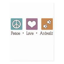 Peace Love Animals (Two Paws) Postcard