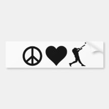 Peace Love Baseball Bumper Sticker