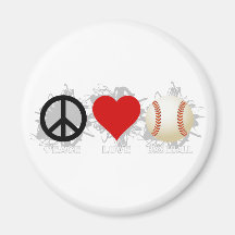 Peace Love Baseball Emblem Refrigerator Magnets