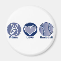 Peace Love Baseball Refrigerator Magnet