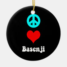 peace love basenji christmas ornaments