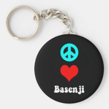 peace love Basenji Key Chains