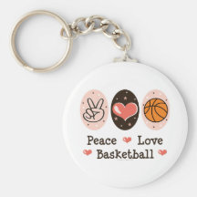 Peace Love Basketball Key Chain