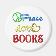 PEACE LOVE BOOKS FRIDGE MAGNET